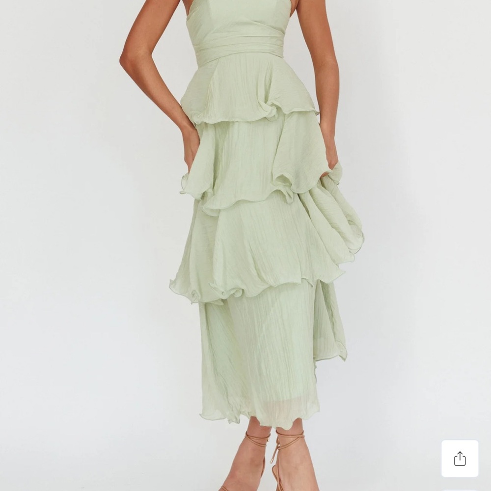Elegant Mint Green Tiered Dress